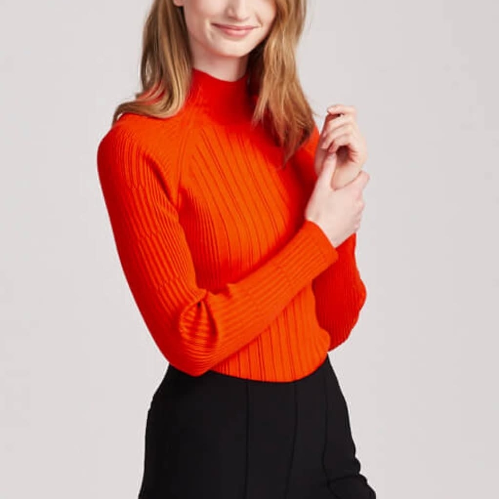 Women's Orange Ribbed Sweater
